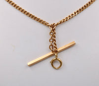 Art Deco 14K Gold Curb Link Albert Watch Chain, 21” Long