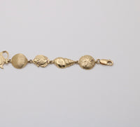 Vintage 14K Gold Ocean Motif Bracelet, 7” Long