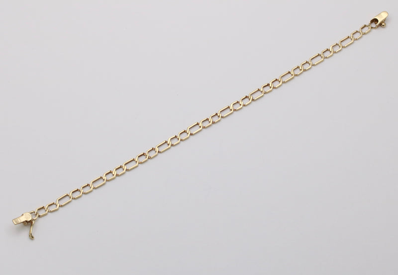 Vintage 14K Geometric Open Link Bracelet, 7.75” Long