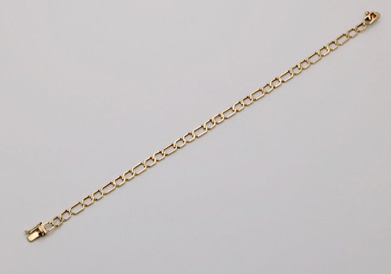 Vintage 14K Geometric Open Link Bracelet, 7.75” Long