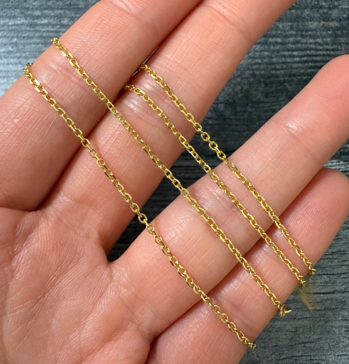 14K Gold Cable Link Chain, 16" Long