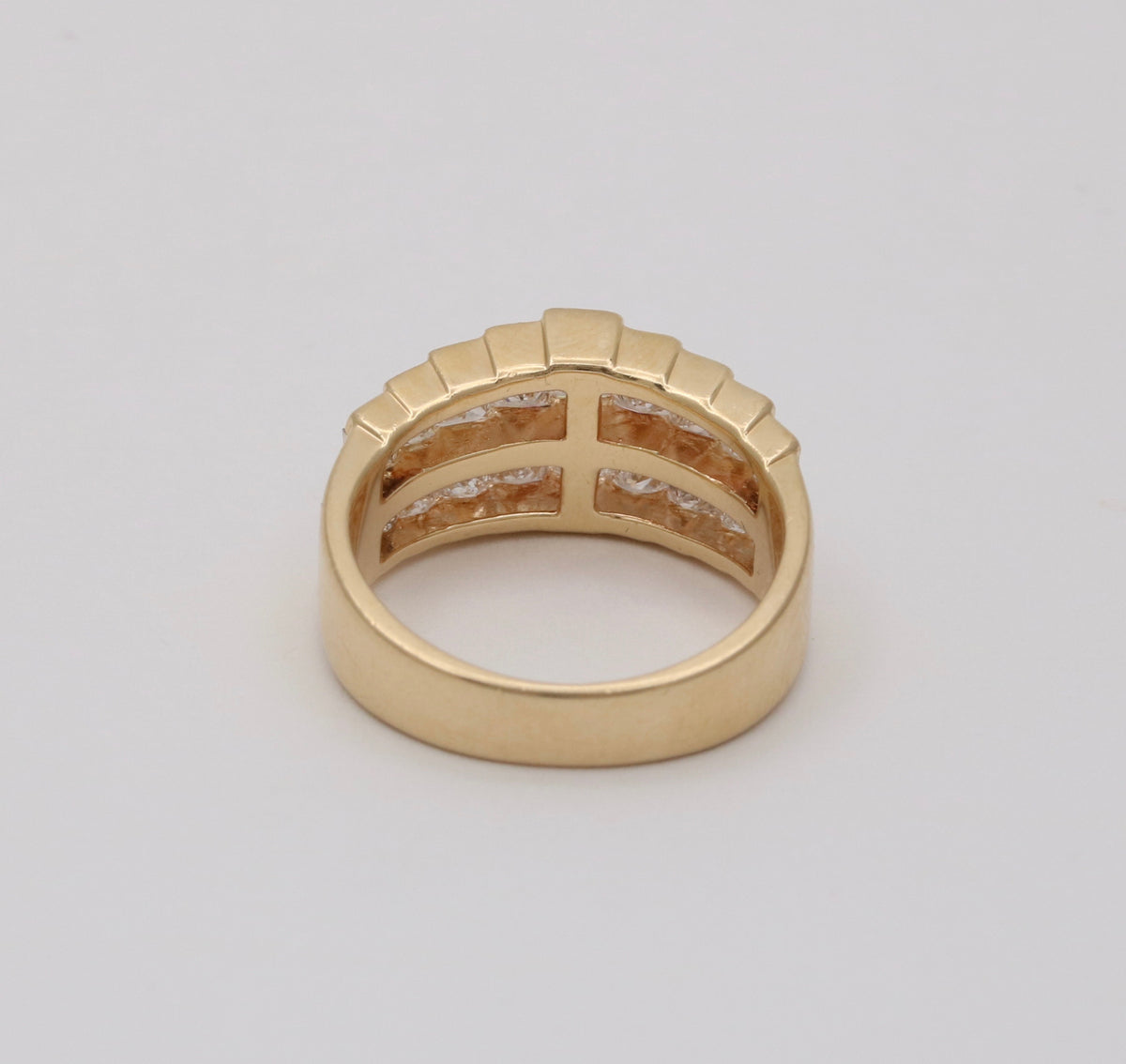 Vintage 1.8 Ct Princess Cut Diamond and 14K Gold Architectural Ring