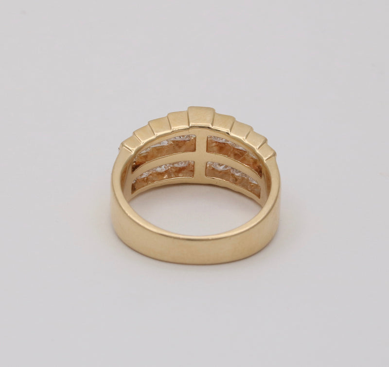 Vintage 1.8 Ct Princess Cut Diamond and 14K Gold Architectural Ring
