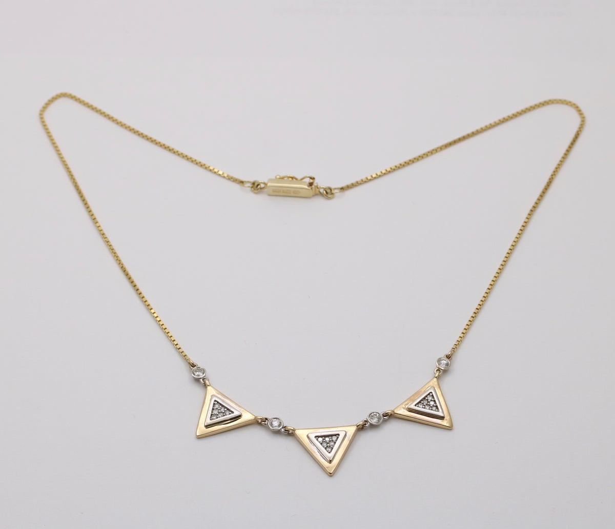 Vintage Uno A Erre Triangular Link Diamond Necklace, 17” Long