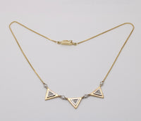 Vintage Uno A Erre Triangular Link Diamond Necklace, 17” Long