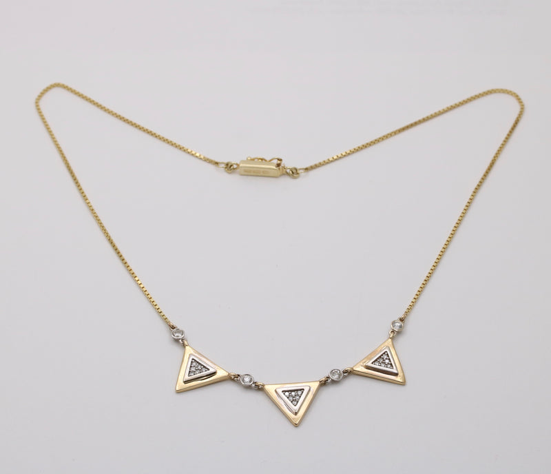 Vintage Uno A Erre Triangular Link Diamond Necklace, 17” Long