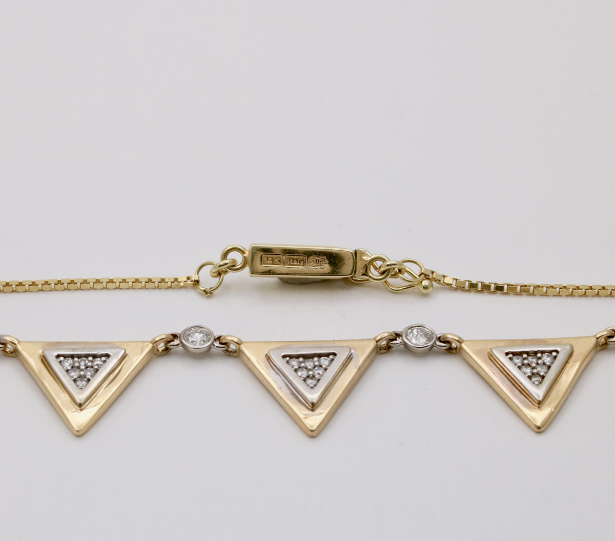 Vintage Uno A Erre Triangular Link Diamond Necklace, 17” Long