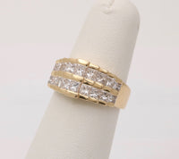 Vintage 1.8 Ct Princess Cut Diamond and 14K Gold Architectural Ring