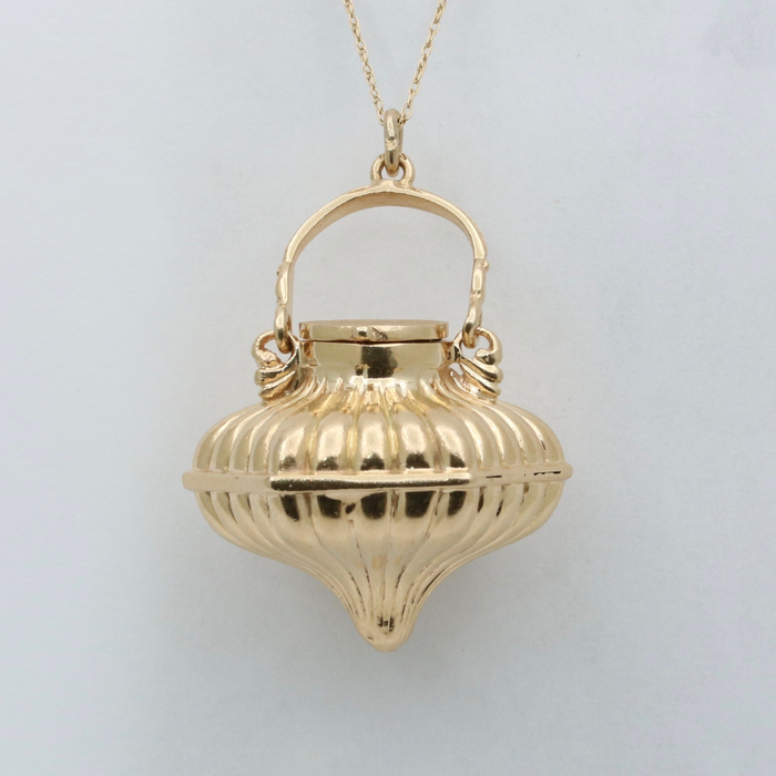 Vintage 14K Gold Lantern Shaped Bottle Pendant