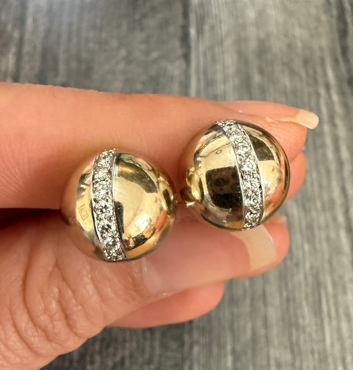 Tiffany & Co Paloma Picasso Diamond Lines Dome Button Earrings (I)