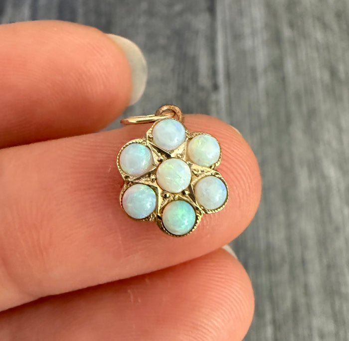 Antique Opal Cluster Flower Charm in 9K Gold (S)