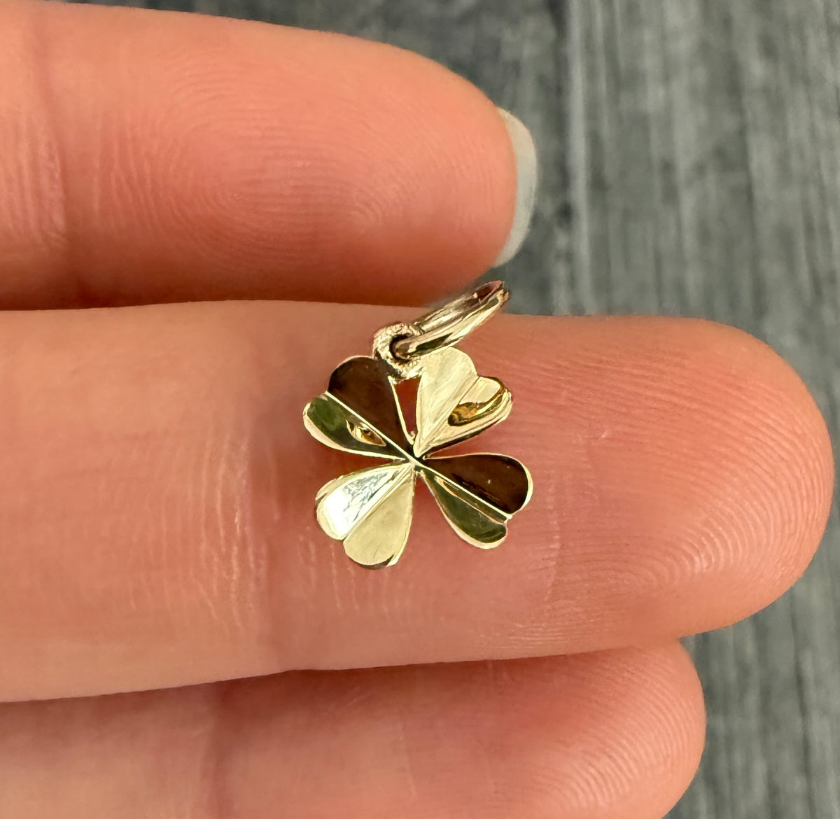 Mini 14K Gold Four Leaf Clover Charm (F)