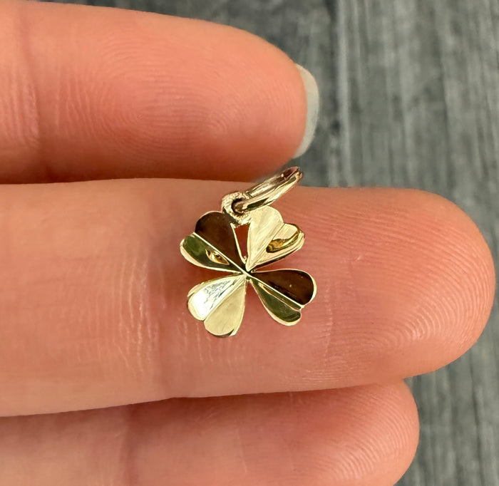 Mini 14K Gold Four Leaf Clover Charm (F)