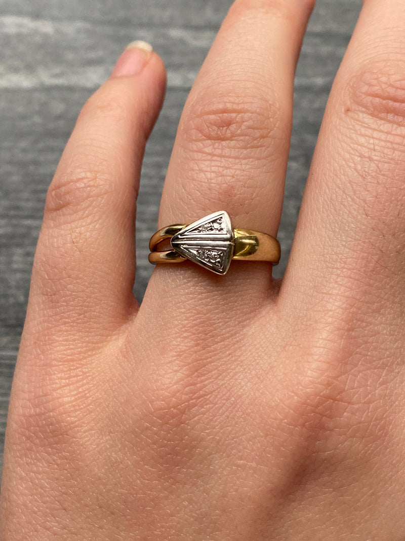 Vintage Diamond and 14K Gold Arrow Band