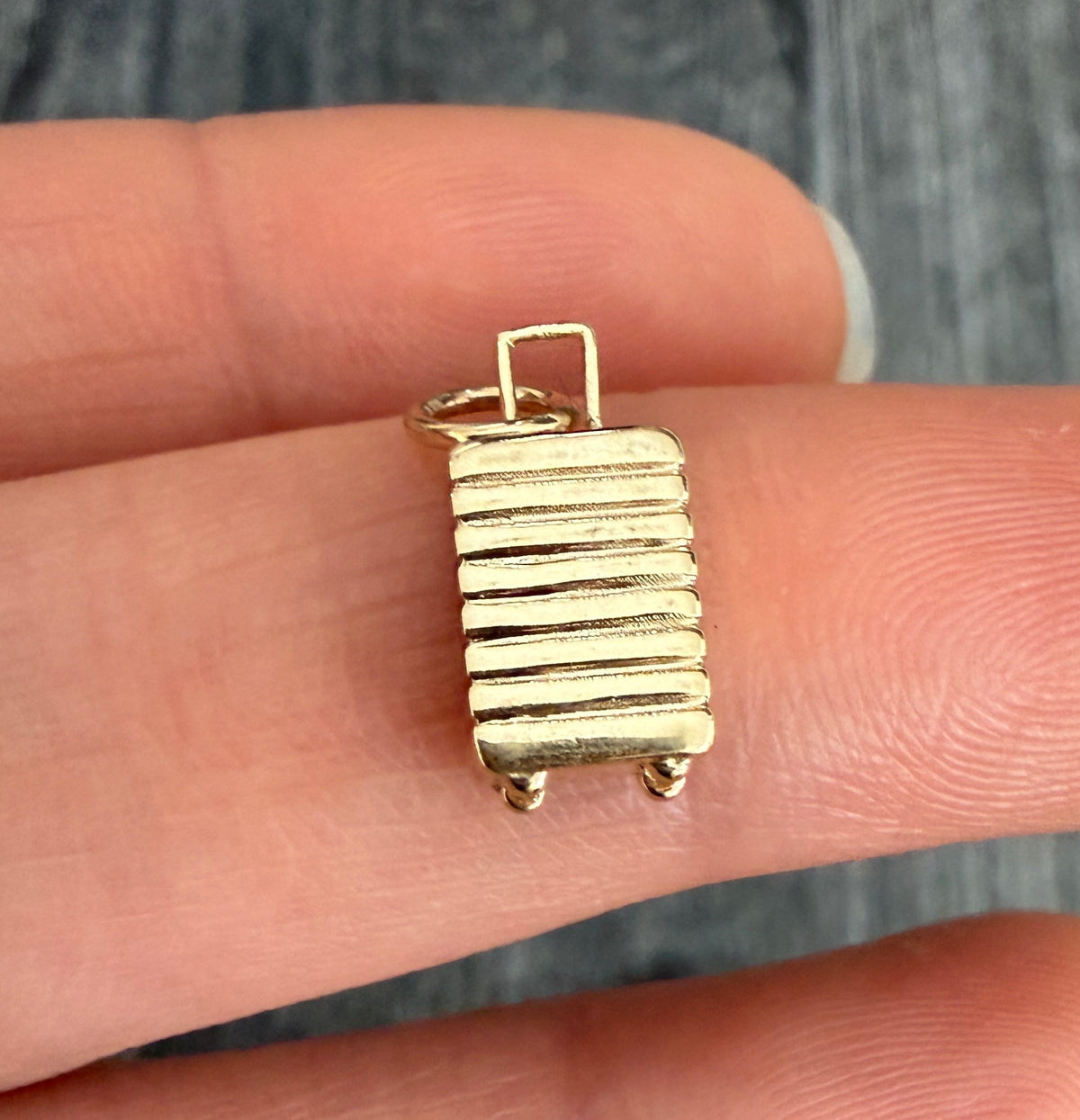 Mini 14K Gold Suitcase Travel Charm (B)