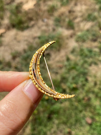 Victorian 20K Gold Nugget Crescent Pin and Fob