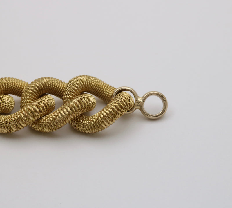 Vintage 18K Gold Woven Mesh Curb Link Bracelet