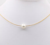 Woven 18K Gold Collar with Cultured Pearl, 16”-18” Long