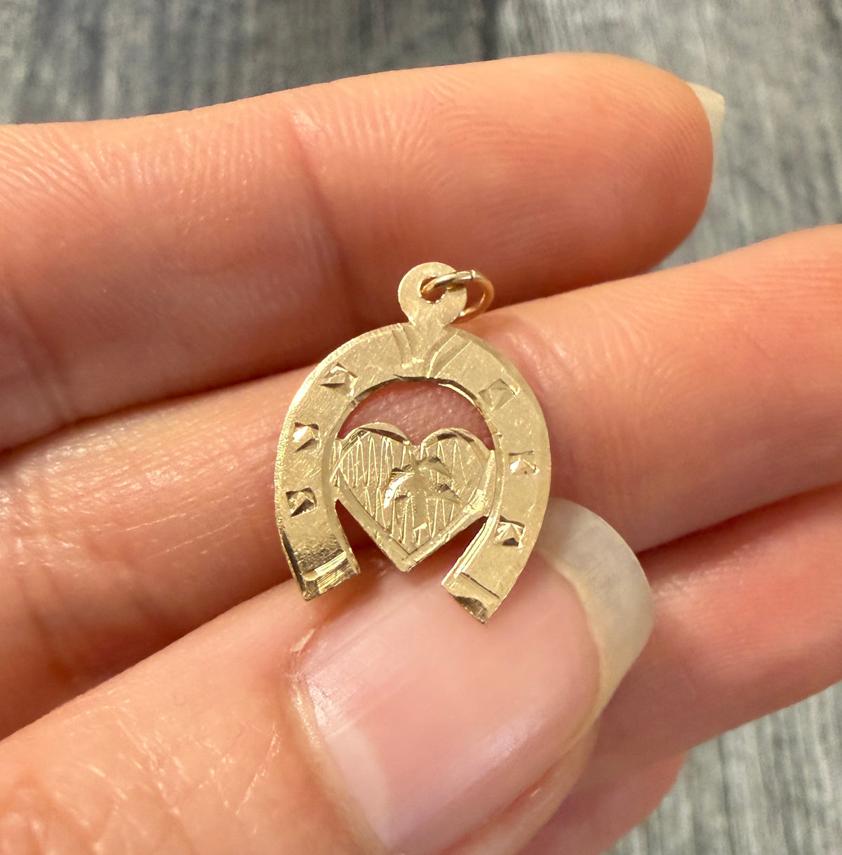 Vintage 14K Gold Heart and Horseshoe Charm
