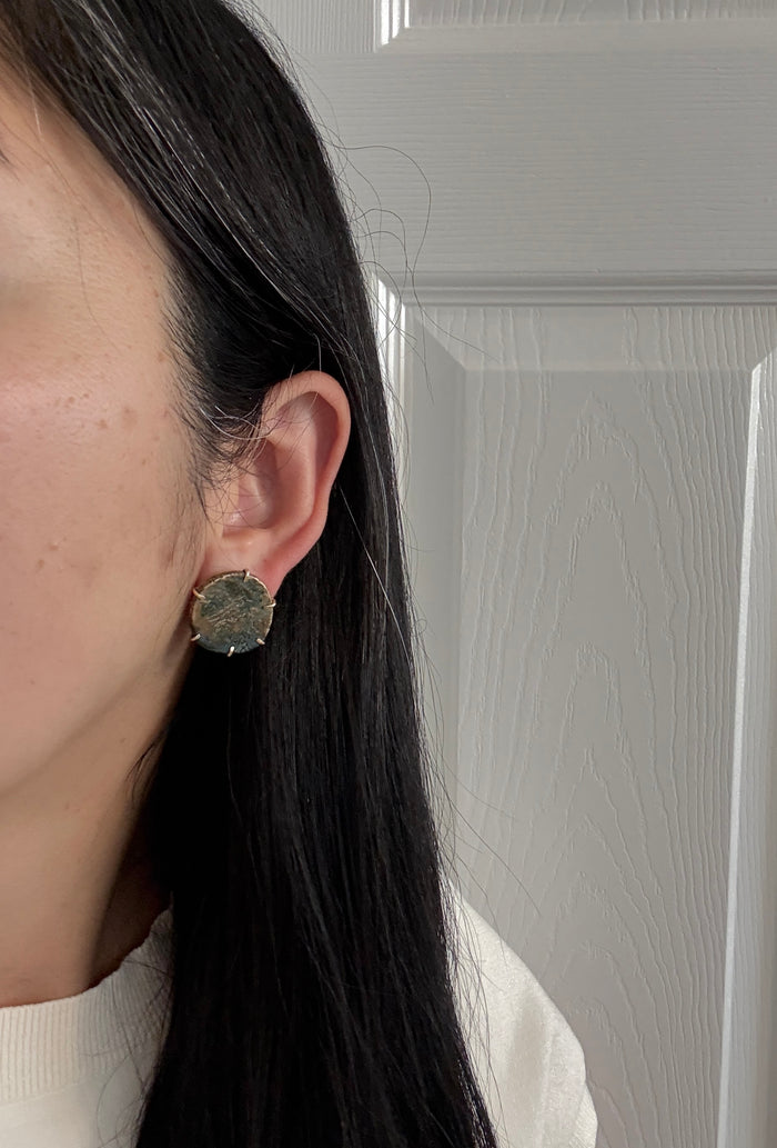 Ancient Coin and 14k Gold Clip Earrings (S)