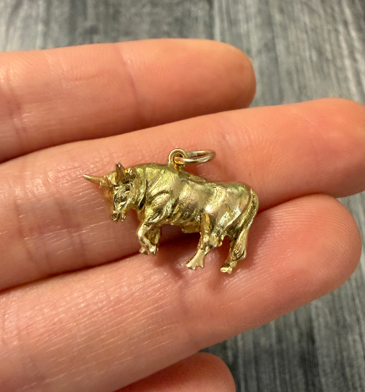 Solid Vintage 14K Gold Taurus or Bull Charm