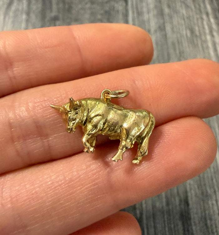 Solid Vintage 14K Gold Taurus or Bull Charm