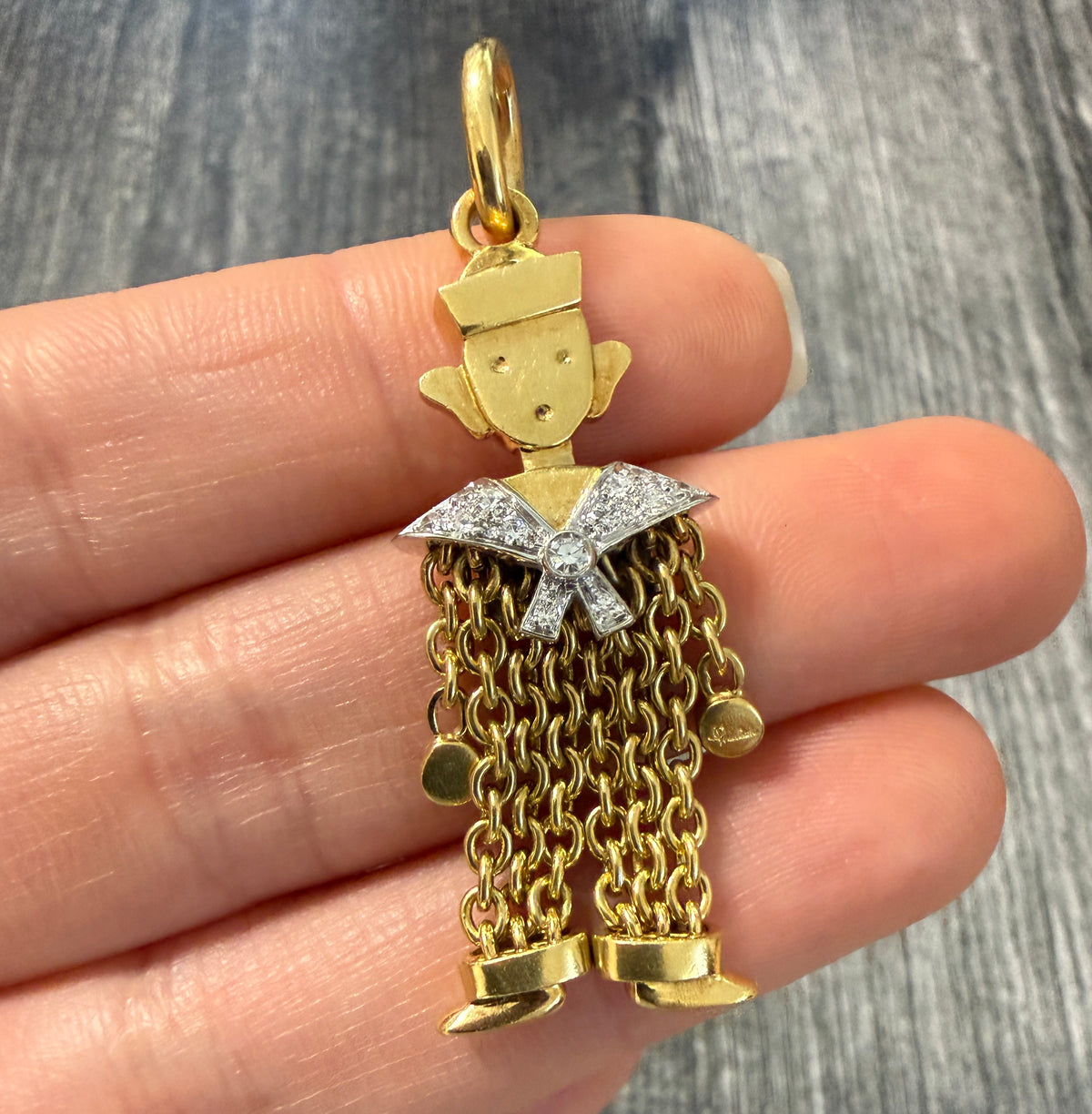 Pomellato Diamond and 18K Gold Chain Sailor Charm