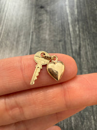 Heart and Key 14K Gold Charm