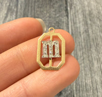 Vintage Diamond and 14K Gold Framed Initial “M” Charm