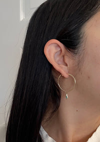 Vintage Emerald and 14K Gold Snake Hoop Earrings