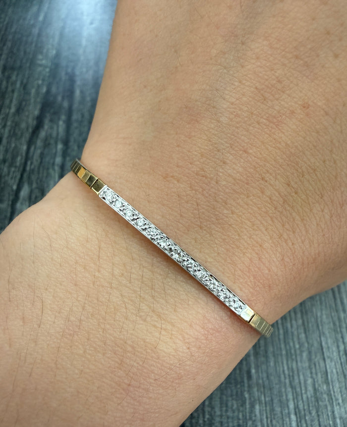 Light Catching Diamond and 14K Gold Square Link Bracelet