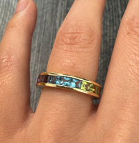 Gradient Gemstone and 14K Gold Eternity Band