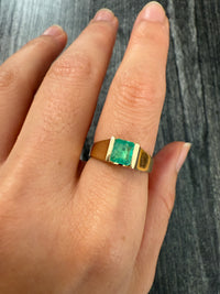 Channel Set Emerald and 14K Gold Ring