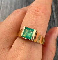 Channel Set Emerald and 14K Gold Ring