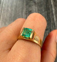 Channel Set Emerald and 14K Gold Ring
