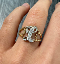 Diamond Initial "L" 14K Gold Ring