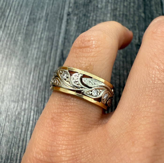 Diamond Acanthus Eternity Band in 14K Gold