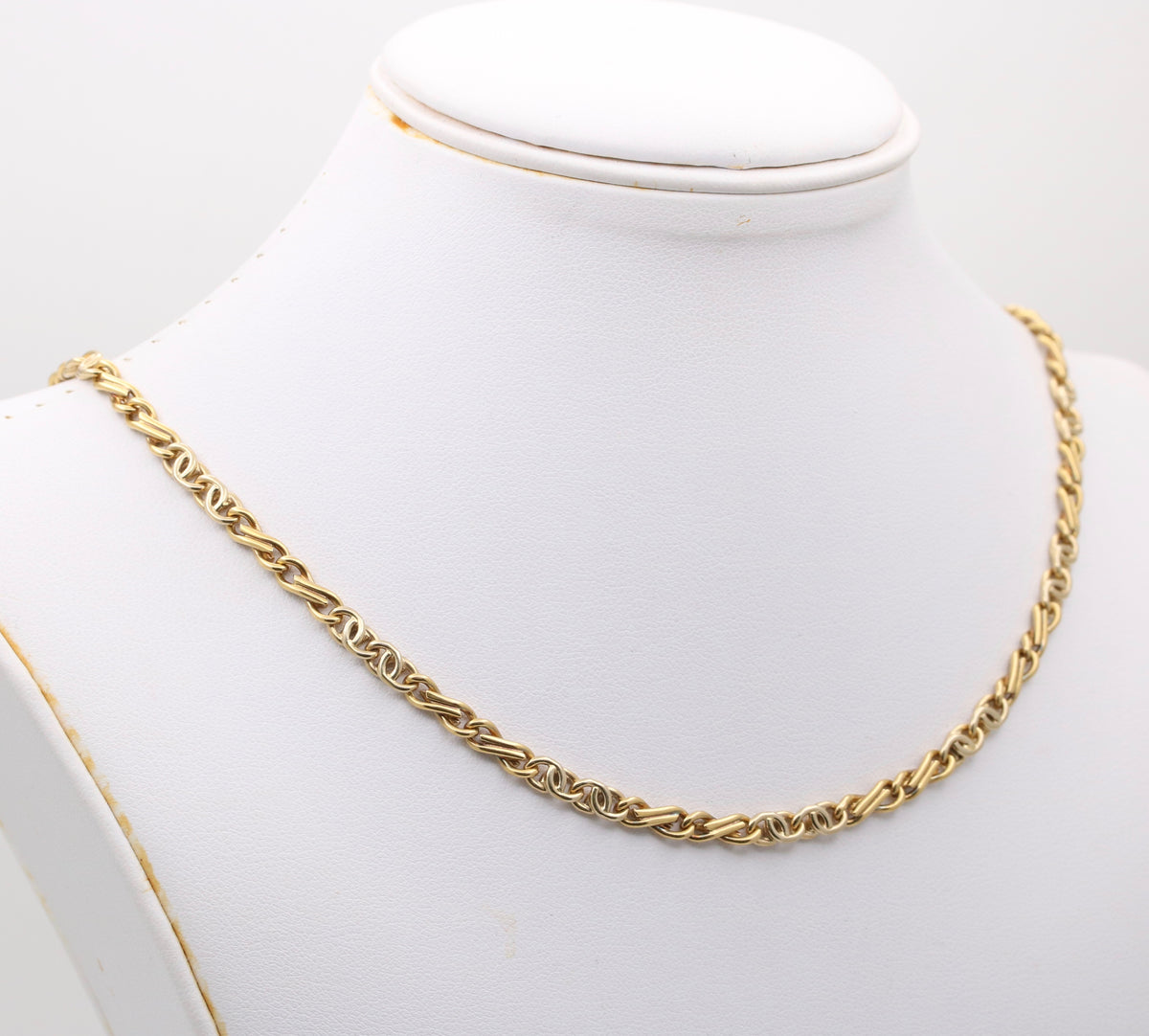 Vintage 18K Biciolor Gold Infinity Link Chain, 20” Long