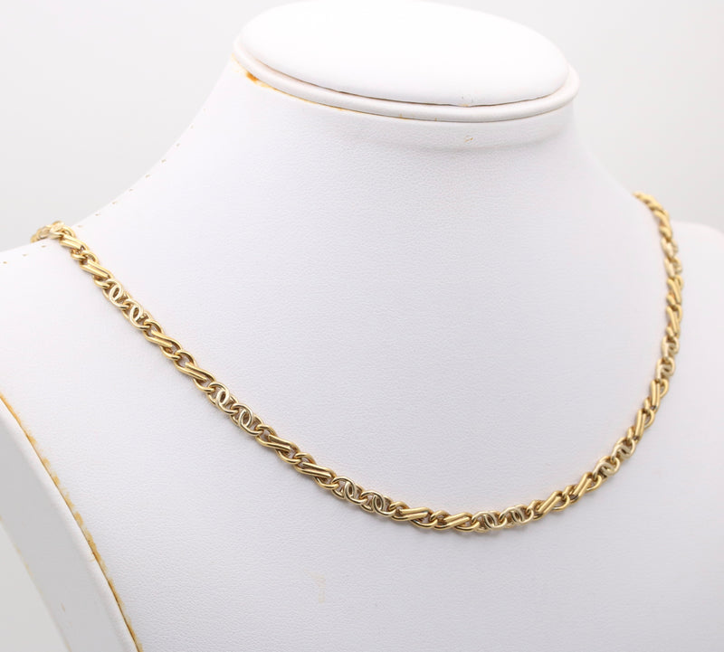 Vintage 18K Biciolor Gold Infinity Link Chain, 20” Long