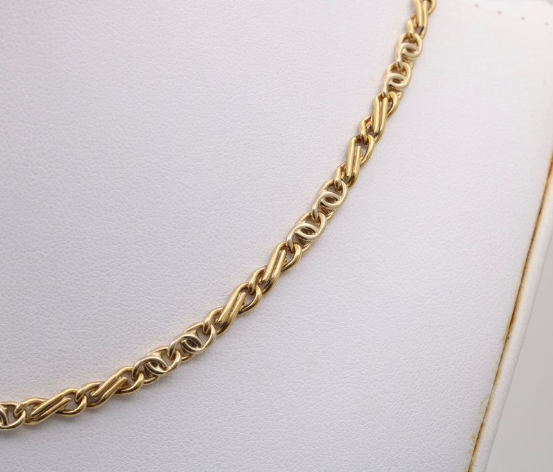 Vintage 18K Biciolor Gold Infinity Link Chain, 20” Long