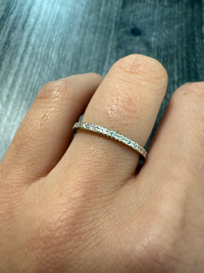 Diamond and 14K White Gold Eternity Band, Size 6.5