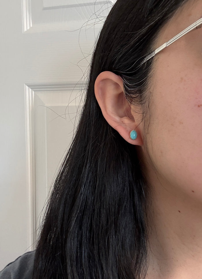 Turquoise and 14K Gold Stud Earrings