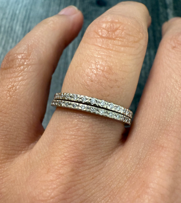 Diamond and 14K White Gold Eternity Band, Size 6.5