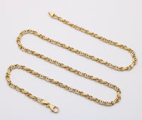 Vintage 18K Biciolor Gold Infinity Link Chain, 20” Long