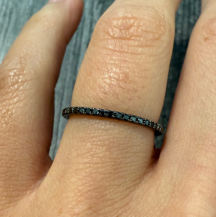 Black Diamond and 18K Black Gold Band, Size 6.5