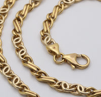 Vintage 18K Biciolor Gold Infinity Link Chain, 20” Long