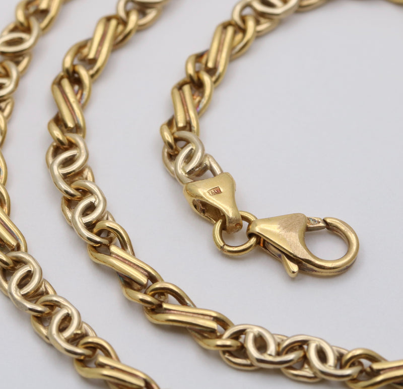 Vintage 18K Biciolor Gold Infinity Link Chain, 20” Long