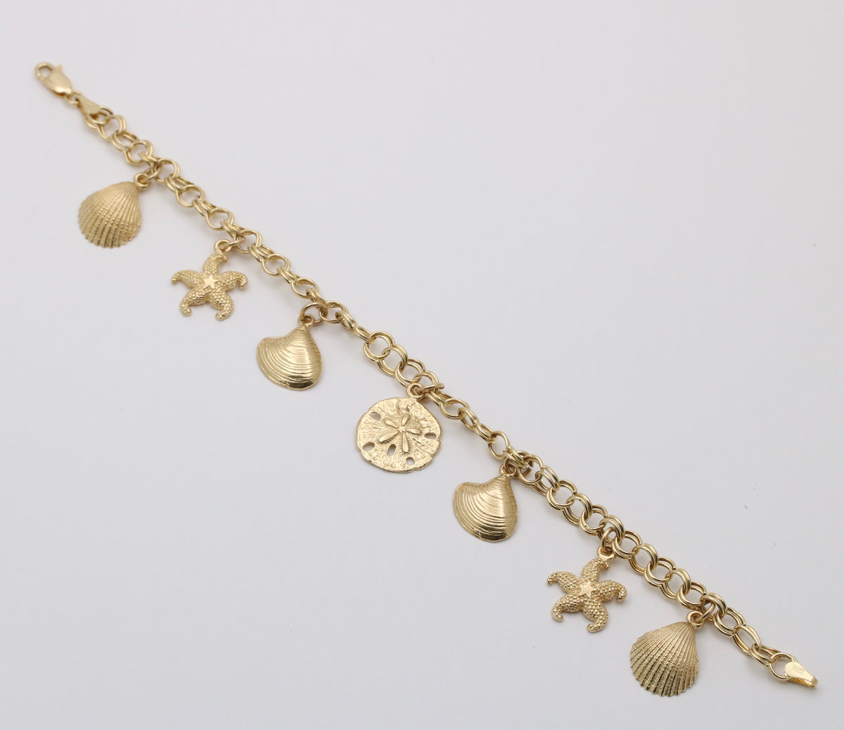 Vintage Ocean Themed 14K Gold Charm Bracelet