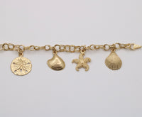 Vintage Ocean Themed 14K Gold Charm Bracelet