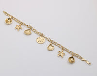 Vintage Ocean Themed 14K Gold Charm Bracelet